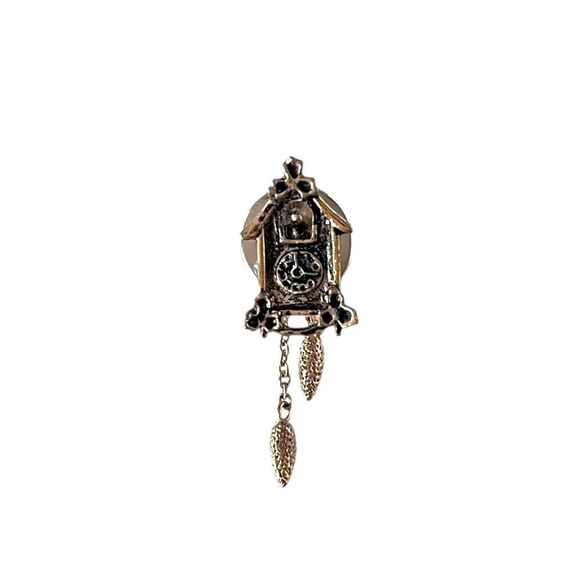 Avon Mini Gold Cuckoo Clock Pin - Picture 1 of 5